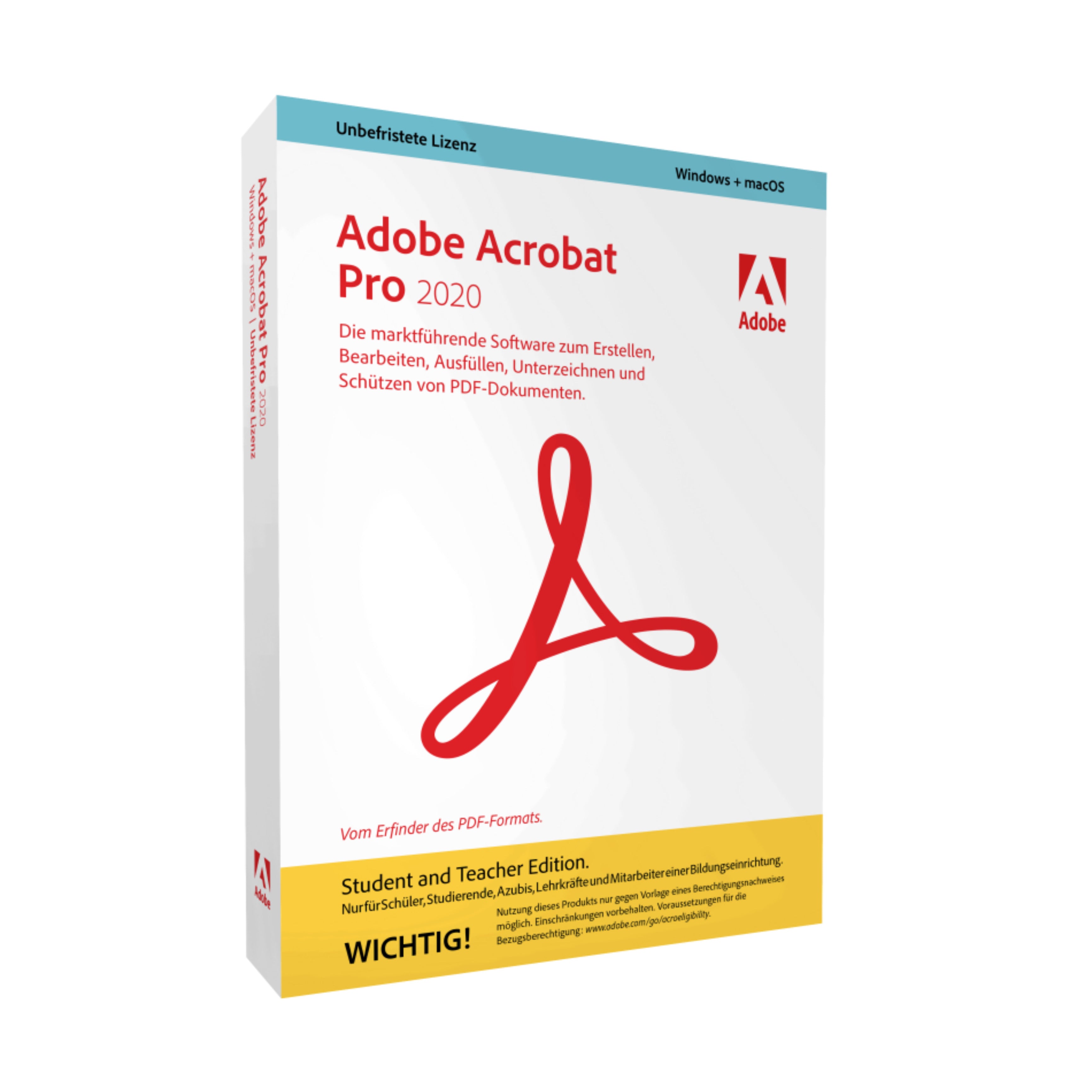 Adobe Acrobat Pro 2020 Windows für Schüler und Studenten
