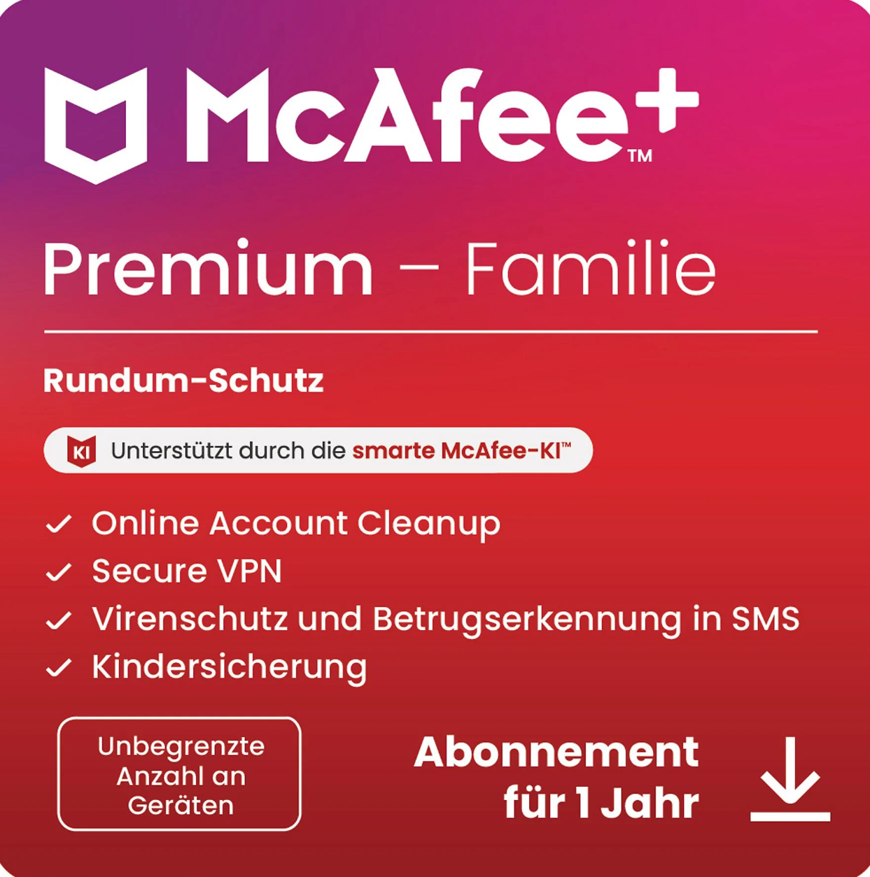 McAfee + Premium Familie 2025